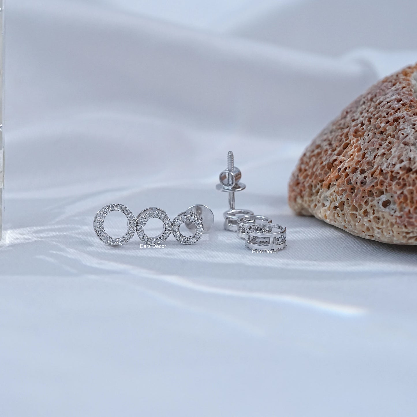 Open Circle Round Diamond Dangle Earrings