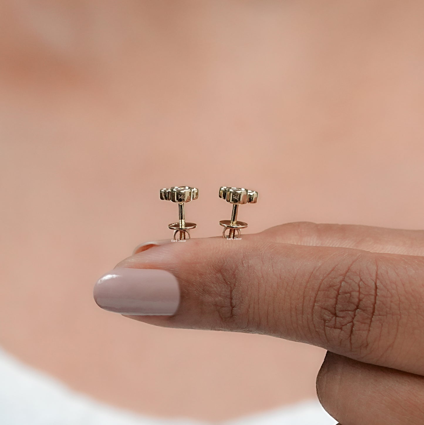 Round Diamond Bezel Set Yellow Gold Stud Earrings