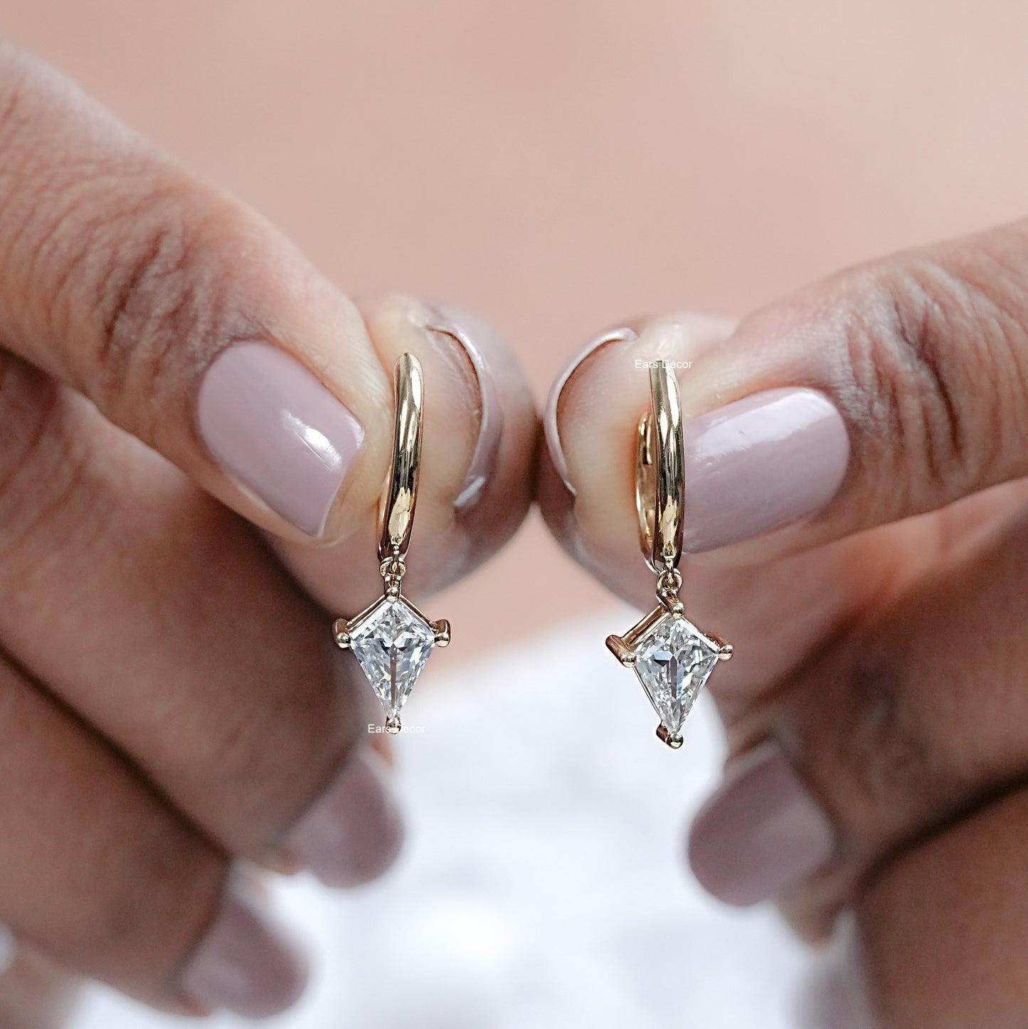 Kite Cut Lab Diamond Hoop Earrings