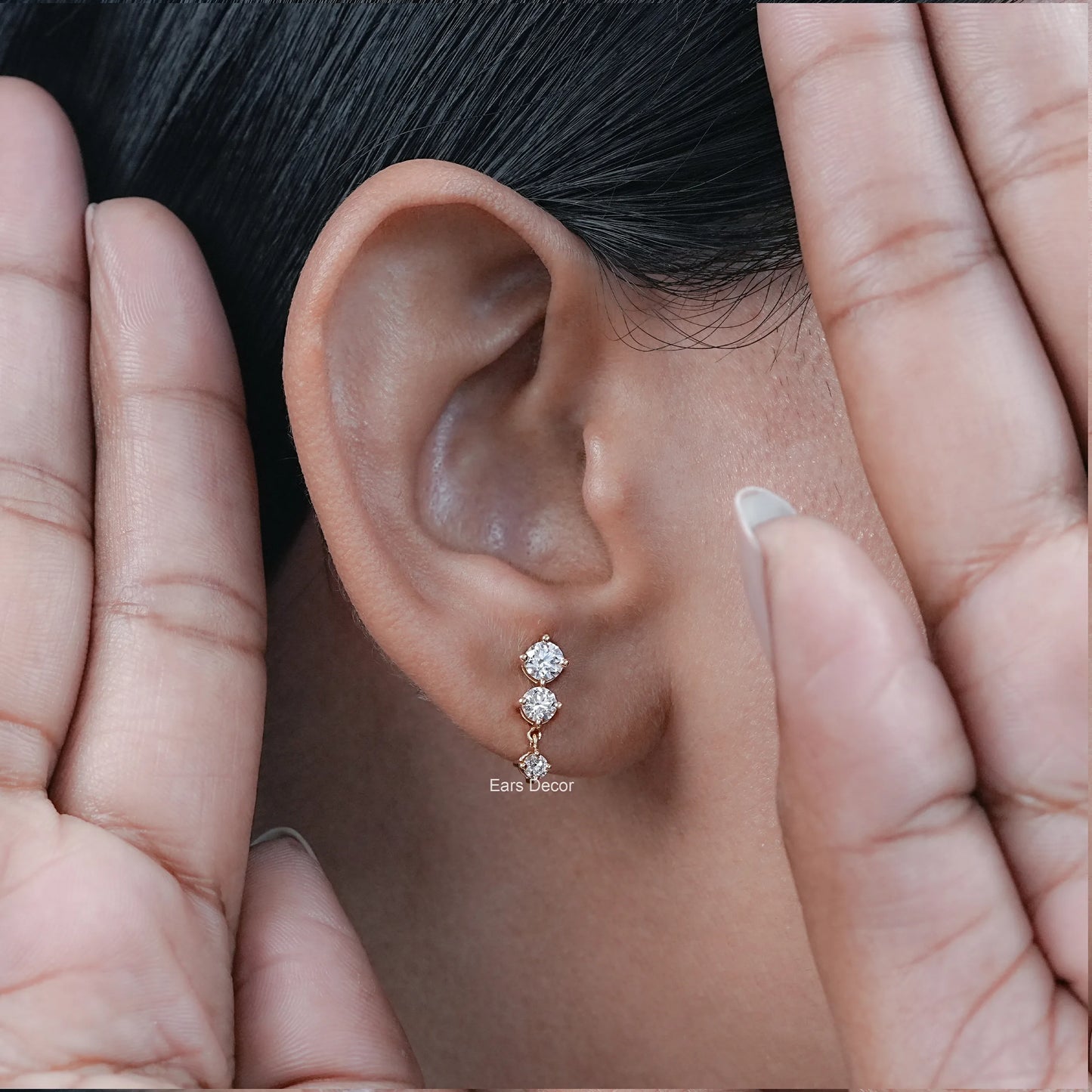 Round Cut Lab Grown Diamond Dangle Earrings