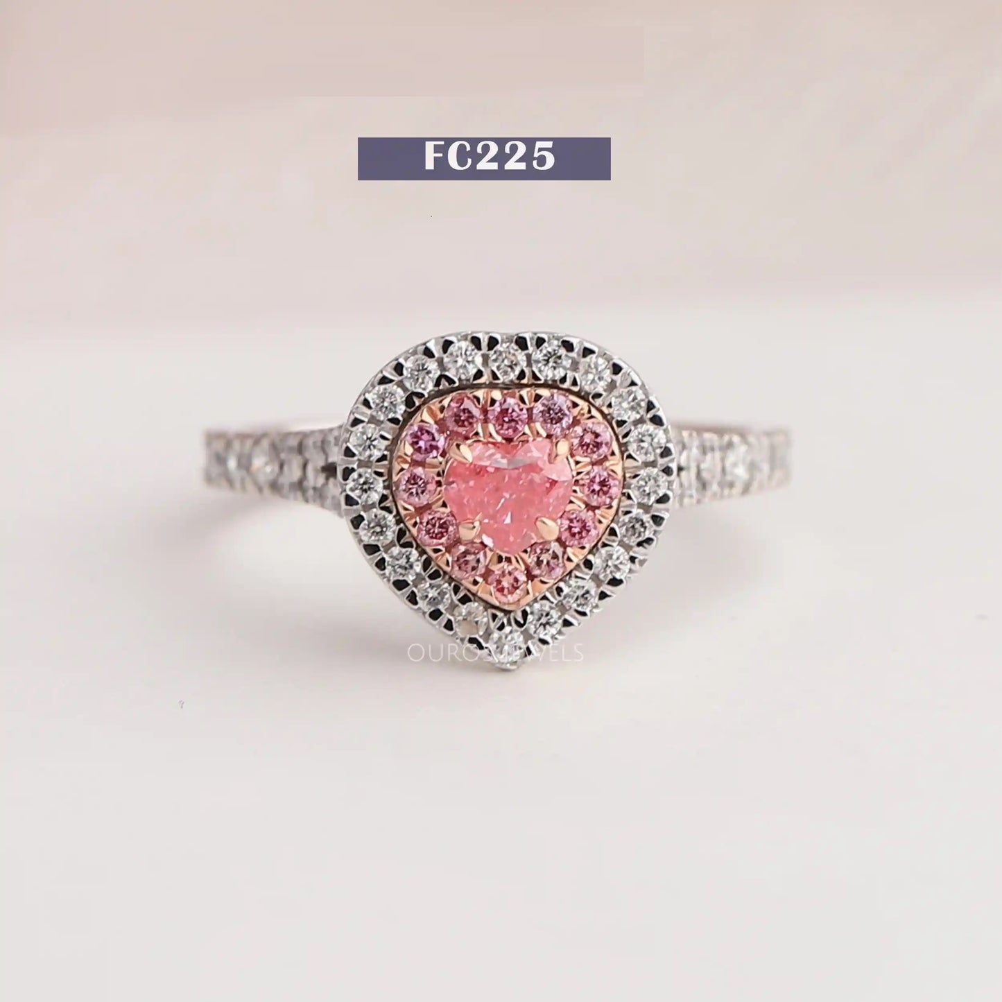 Heart & Round Diamond Double Halo Ring