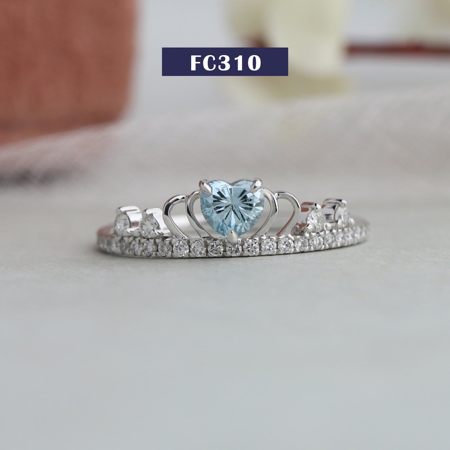 Blue Heart Cut Dainty Ring