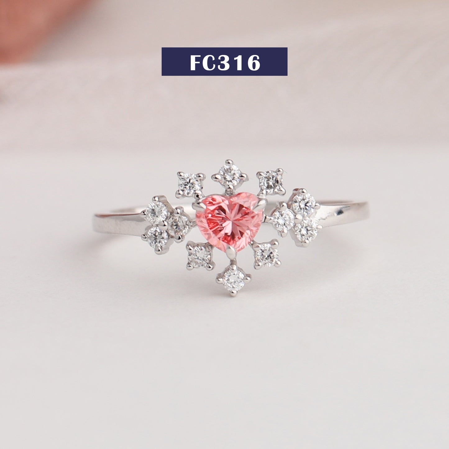 Pink Heart Cut Diamond Cluster Ring