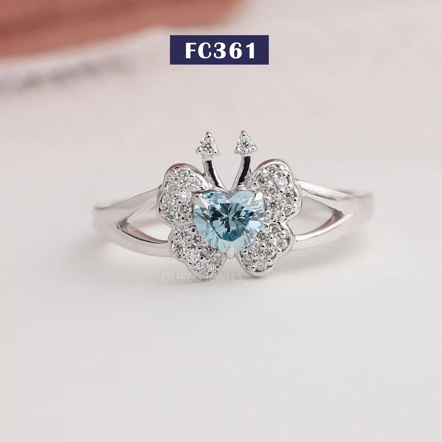 Heart Cut Butterfly Diamond Ring