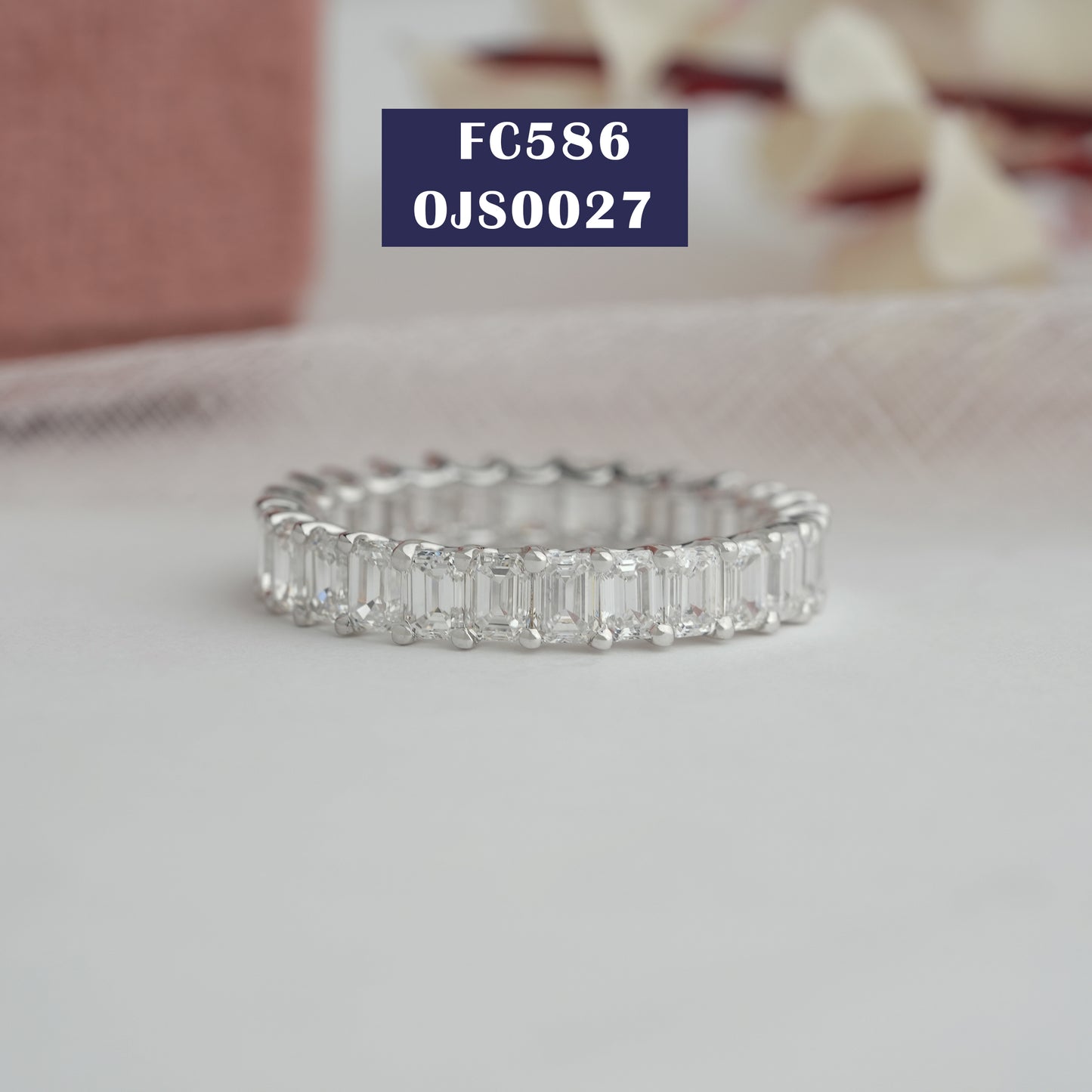 Emerald cut Lab Diamond Wedding Band