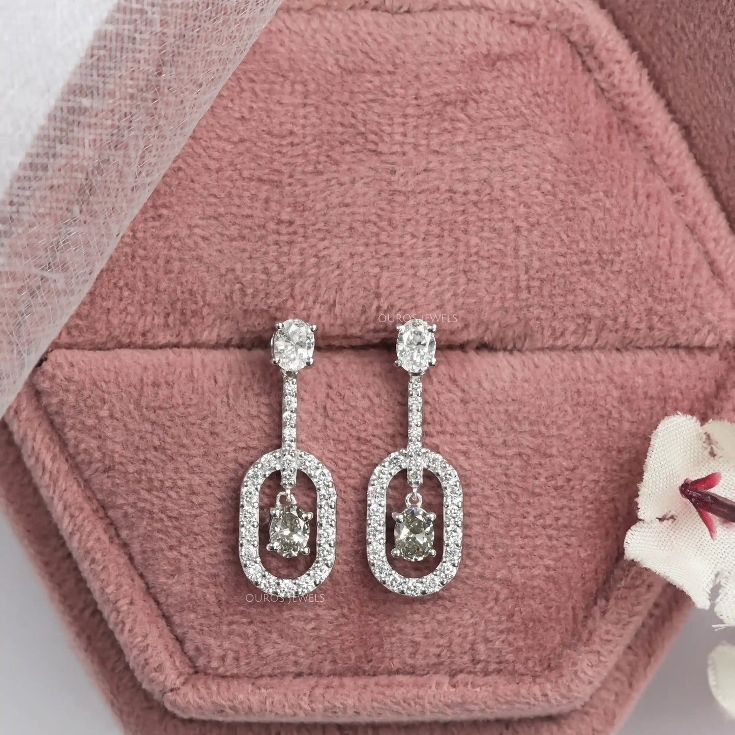 Olive Oval Cut Lab Diamond Drop Dangle Earring