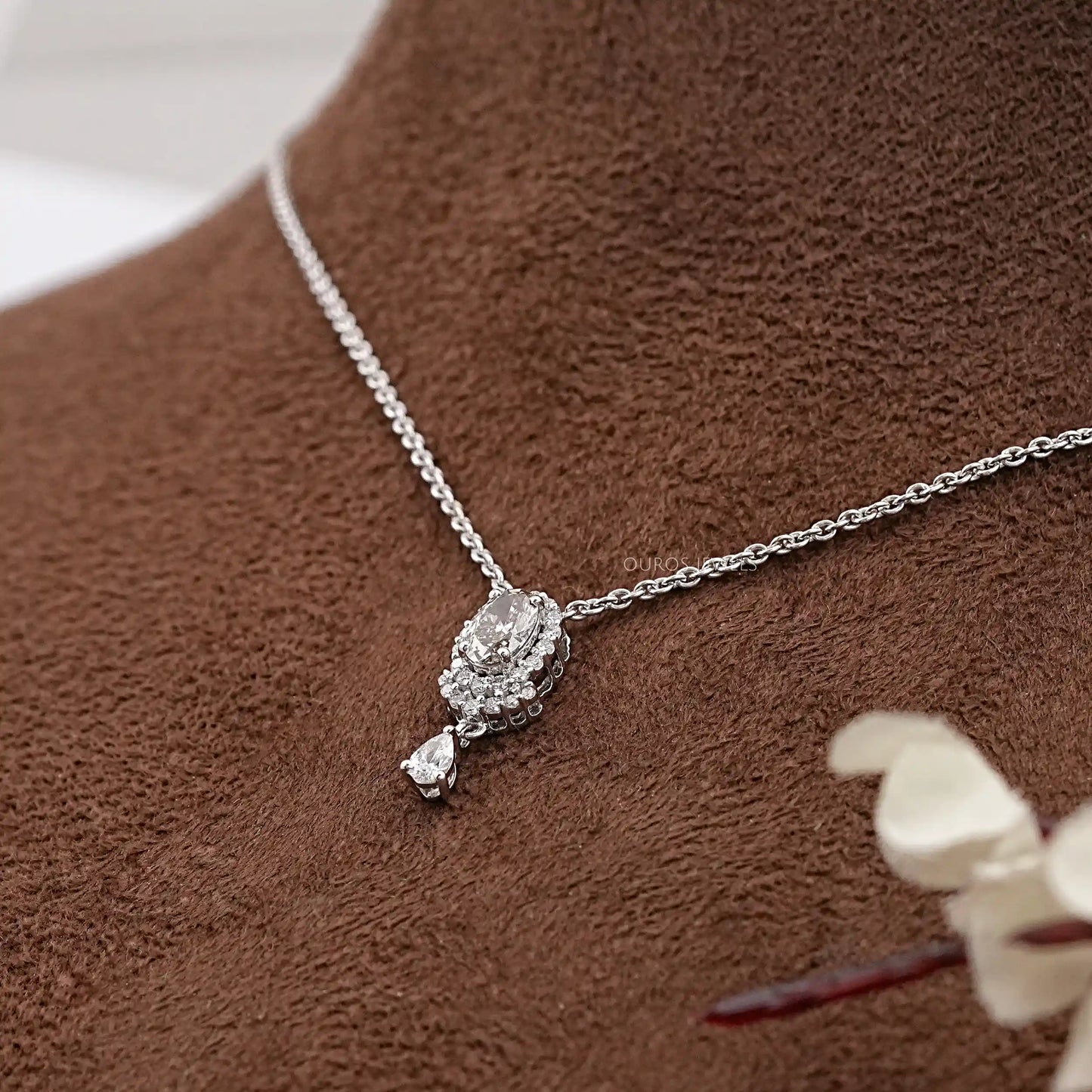 Olive Oval Cut Lab Diamond Bail With Pendant