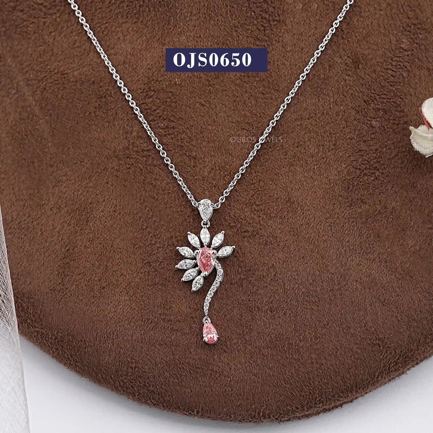 Fancy Pink Pear Cut Lab Diamond Pendant