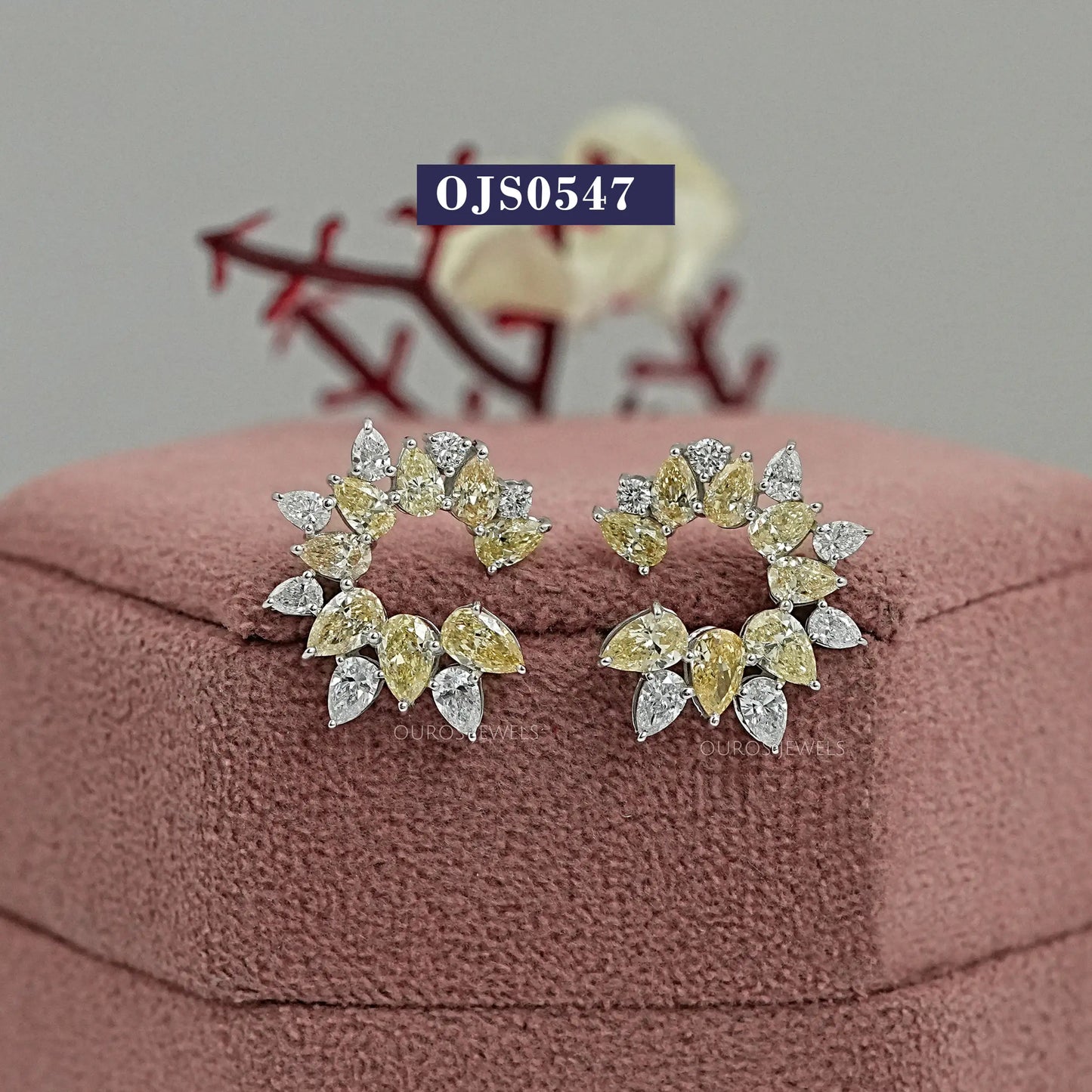Fancy Yellow Pear Shape Hoop Earrings