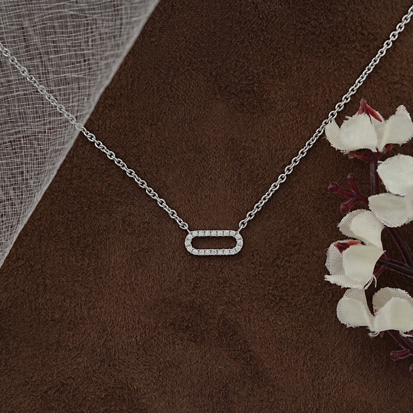 Round Cut Lab Diamond Pave Set Linked Necklace