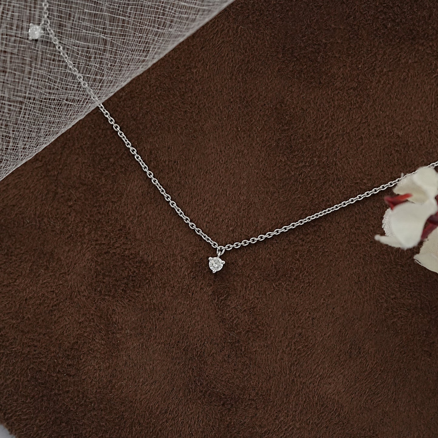 Round Cut Lab Grown Diamond Station Style Necklace