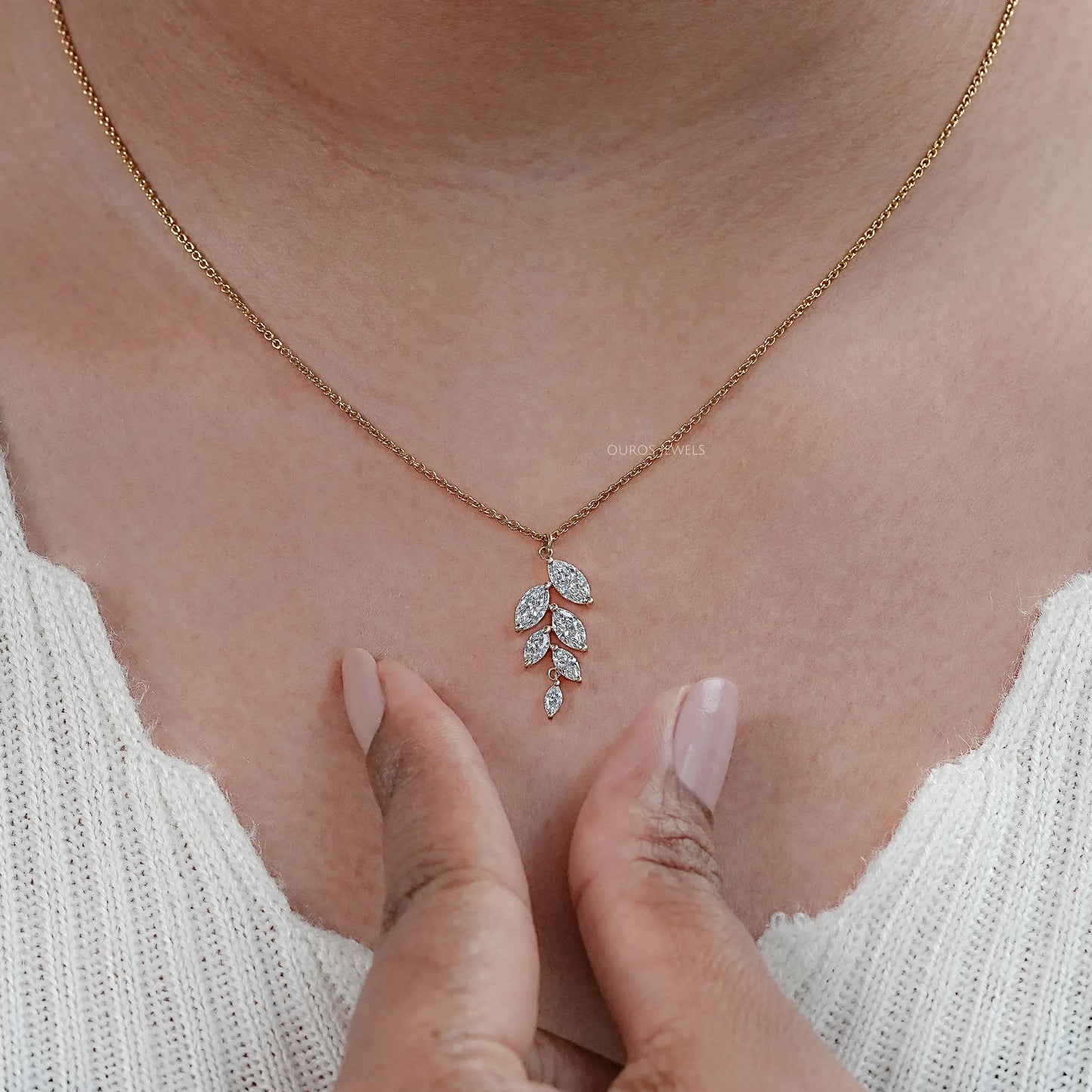 Marquise Lab Diamond Leaf Pendant