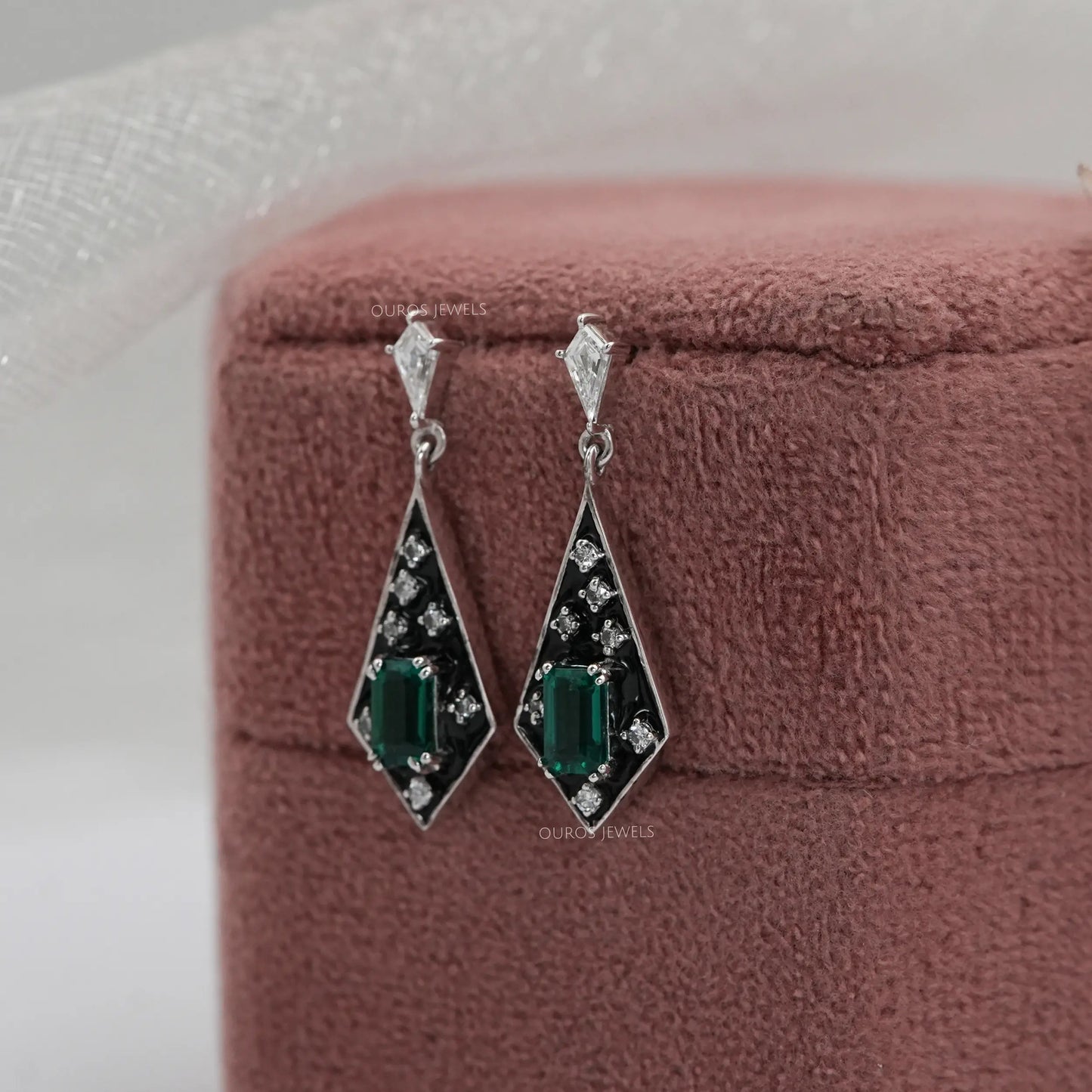 Antique Kite Shape Lab Diamond Drop Dangle Earring