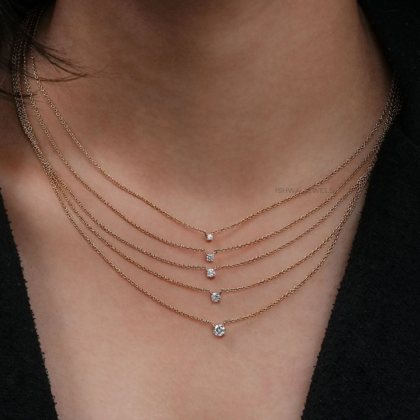Round Cut Solitaire Diamond Necklace