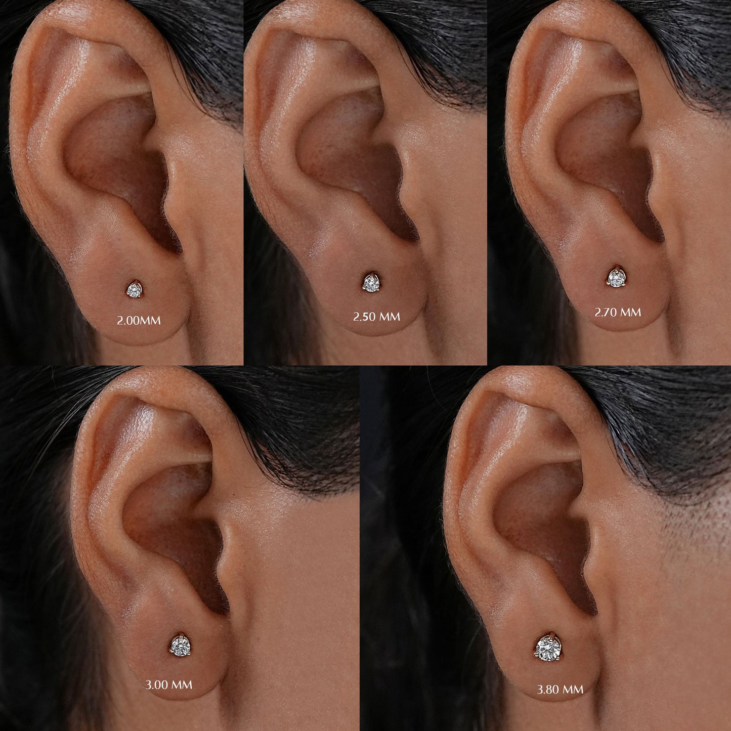 Yellow Gold Round Cut Stud Earring