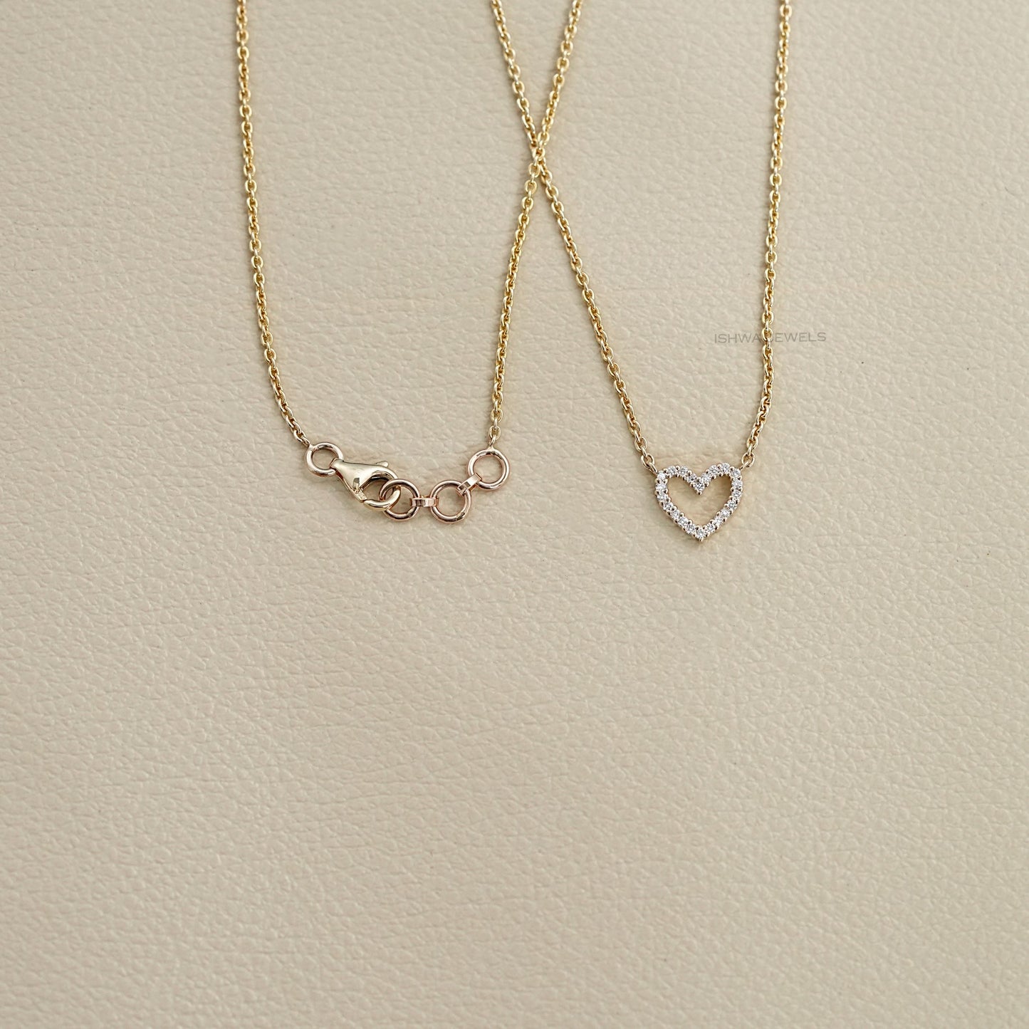 Open Heart Round Diamond Necklace