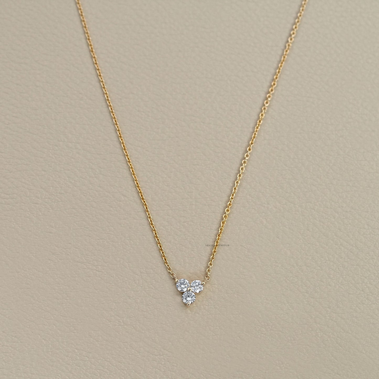 Three Stone Round Cut Necklace