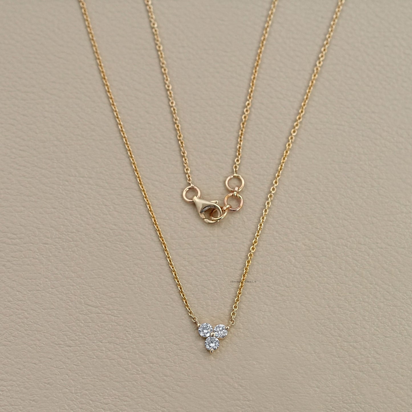 Three Stone Round Cut Necklace