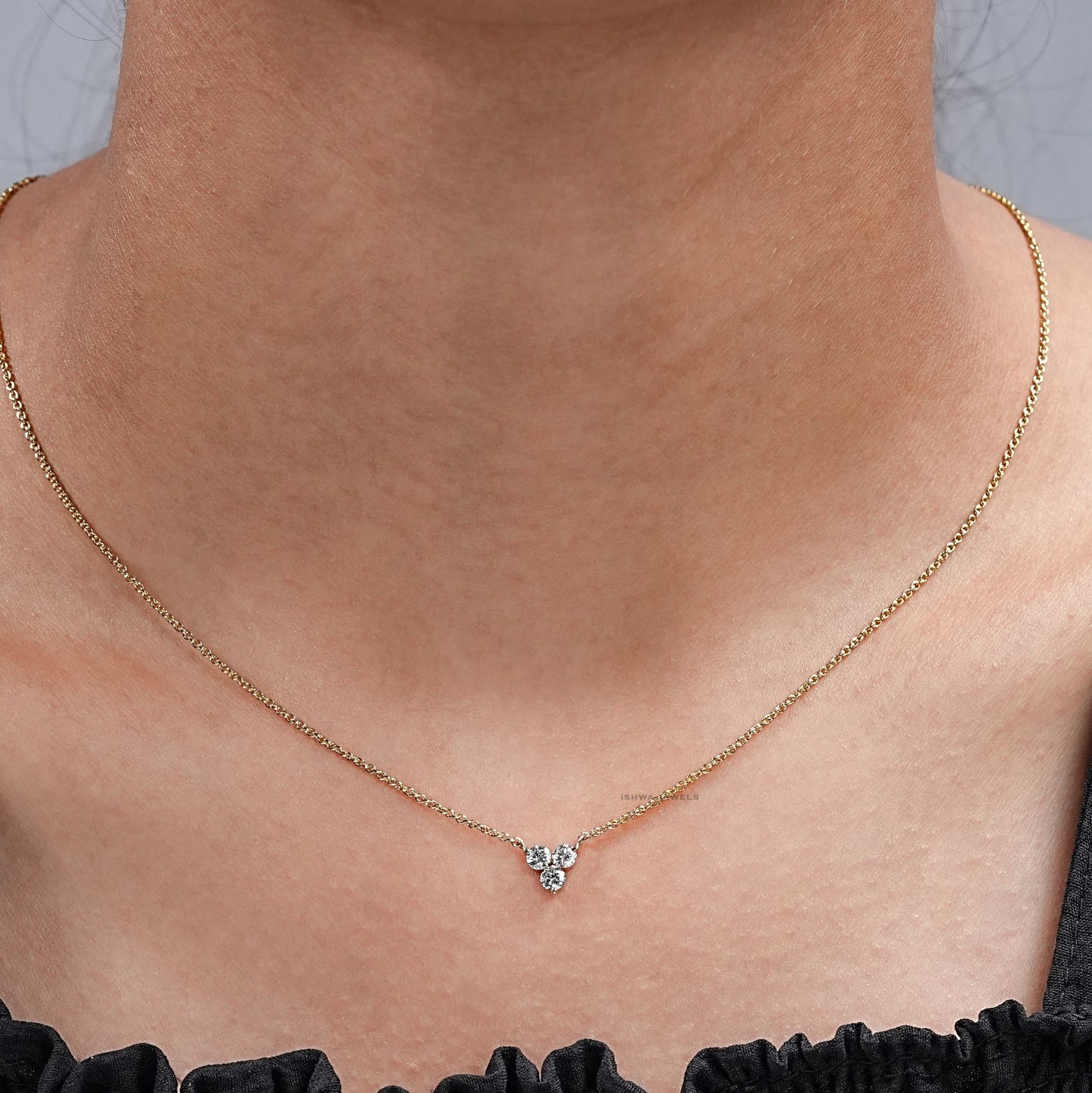 Three Stone Round Cut Necklace