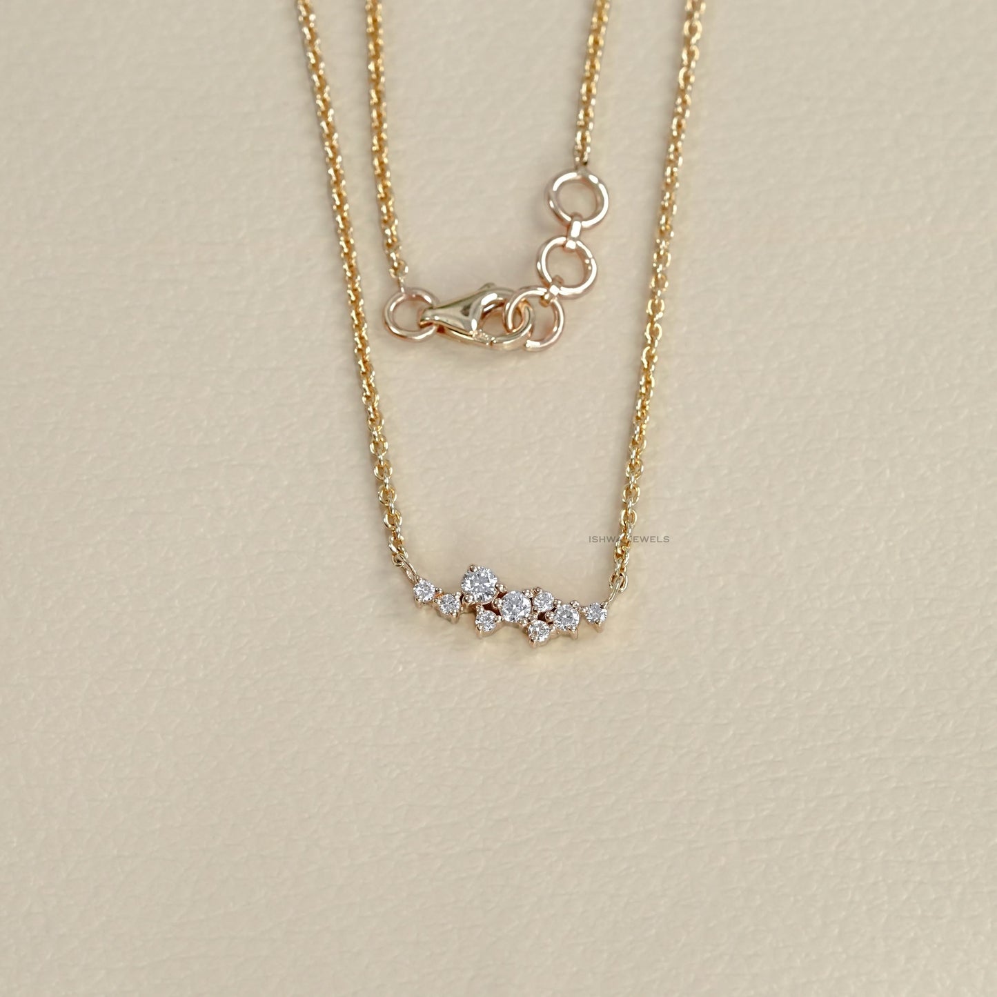 Round Diamond Cluster Set Necklace