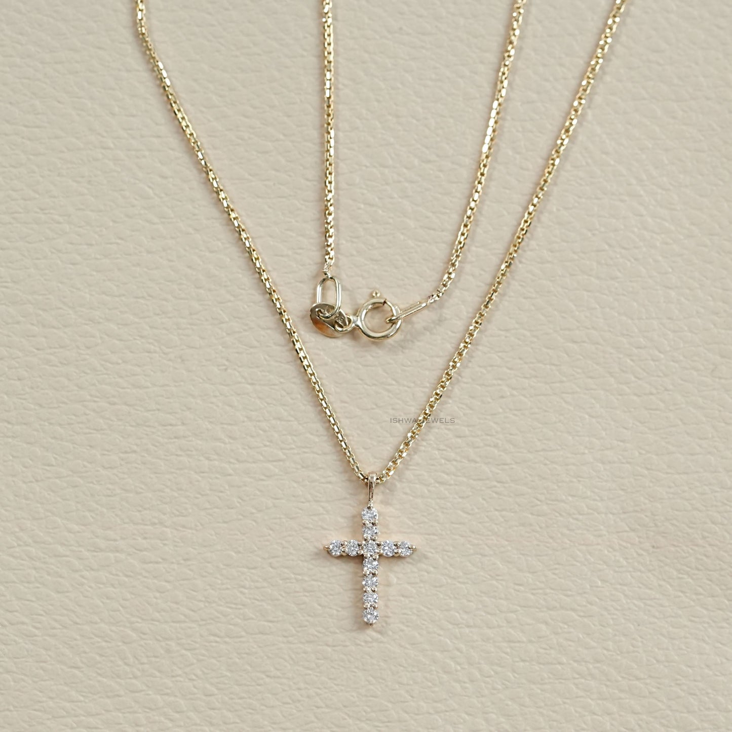 Round Diamond Cross Necklace