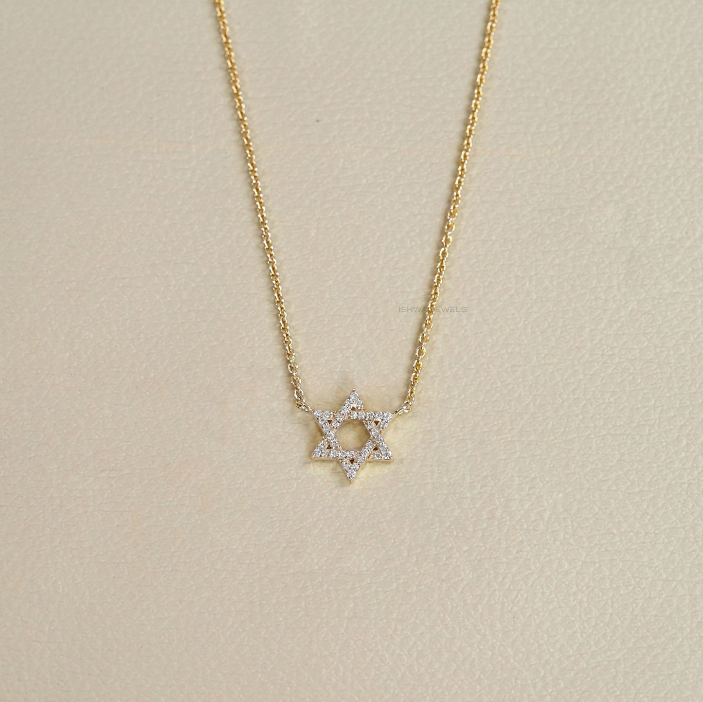 David Star Shape Round Cut Necklace