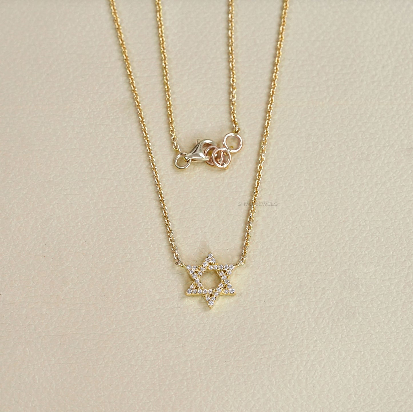 David Star Shape Round Cut Necklace