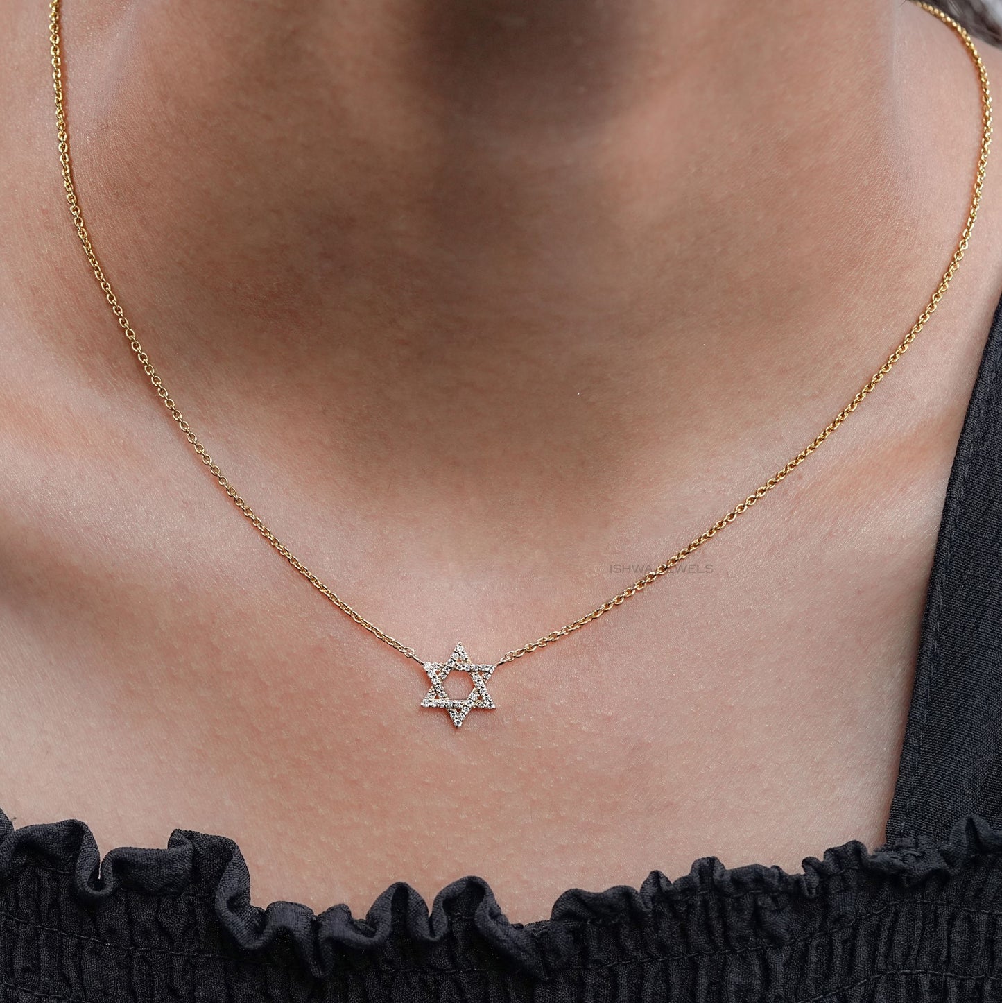 David Star Shape Round Cut Necklace
