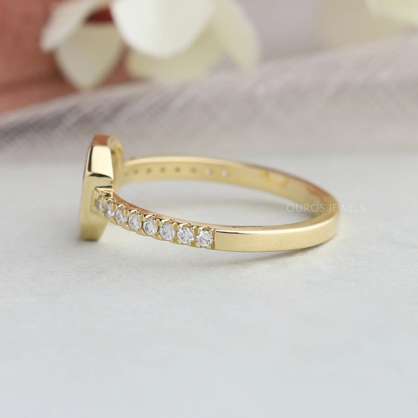 Asscher Portrait Cut Solitaire Accent Ring