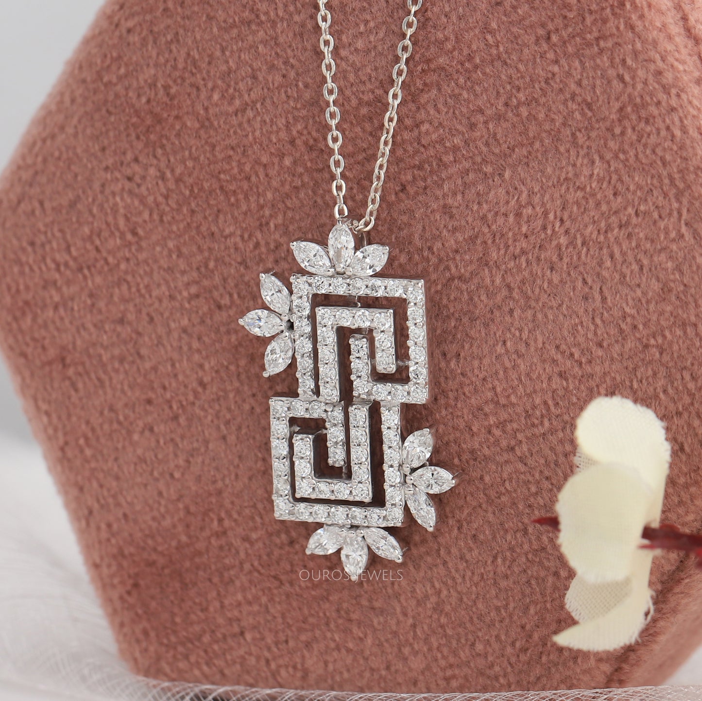Marquise And Round Diamond Necklace