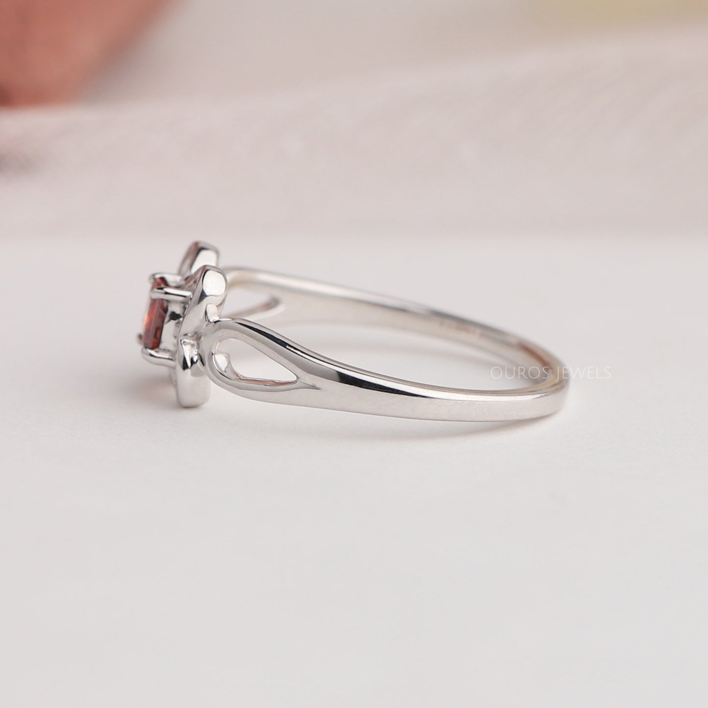Red Asscher Cut Lab Diamond Dainty Ring