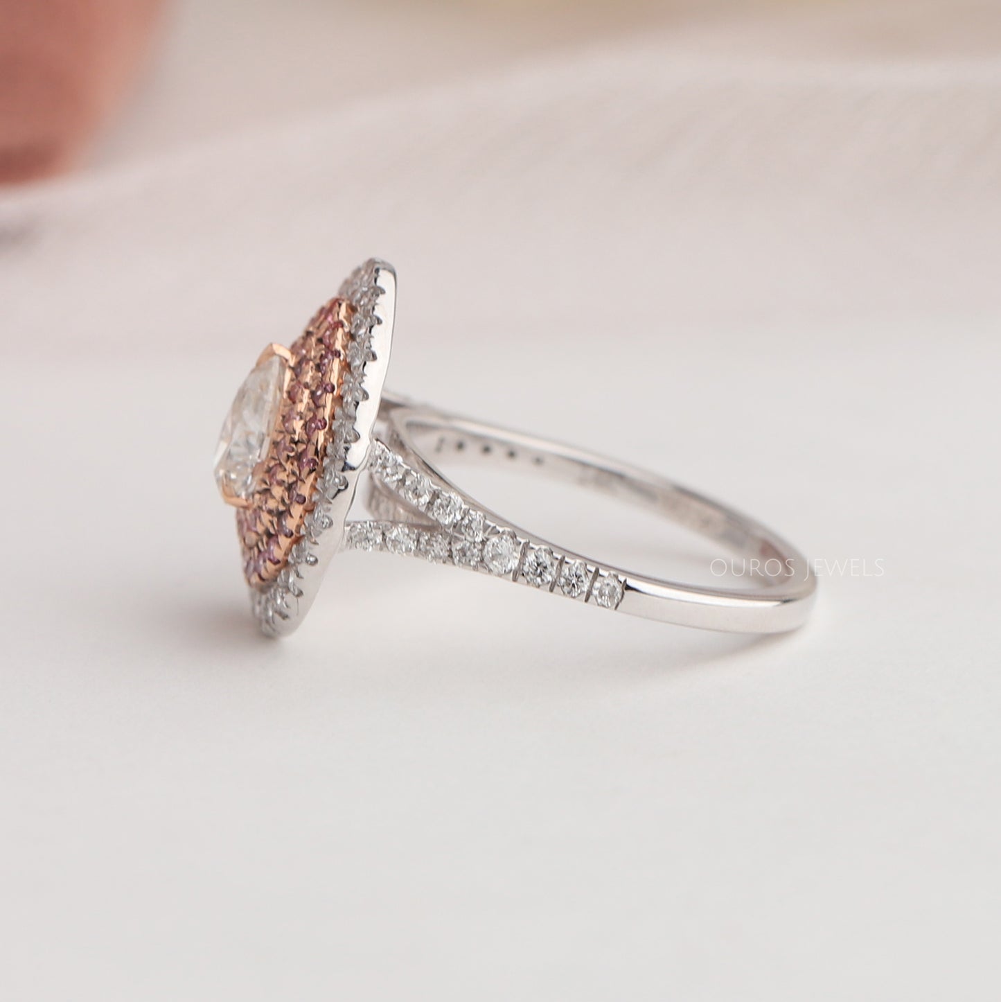 Pear Diamond Halo Engagement Ring