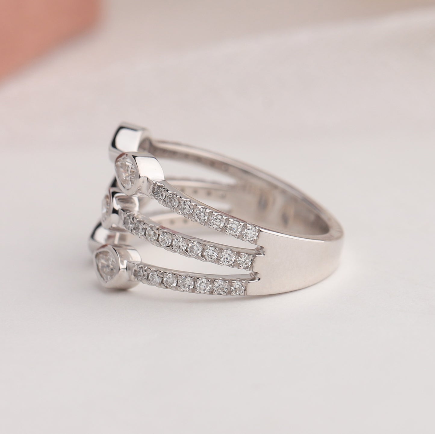 Pear Diamond Bezel Set Open Band