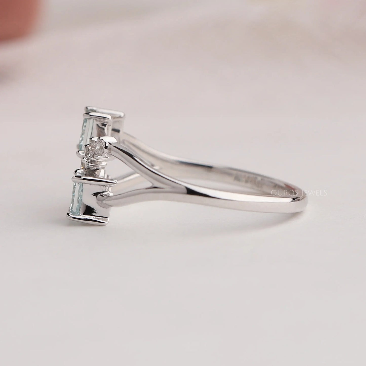 Green Princess Cut Bypass Ring