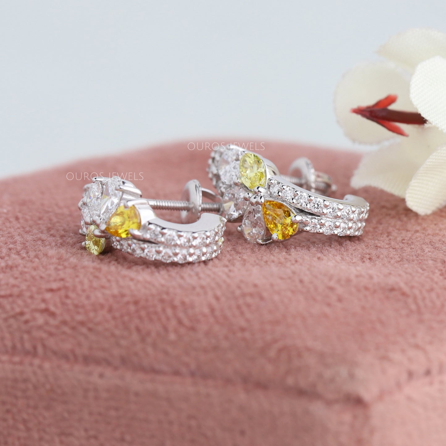 Multi Shape Pear & Round Cut Earrings
