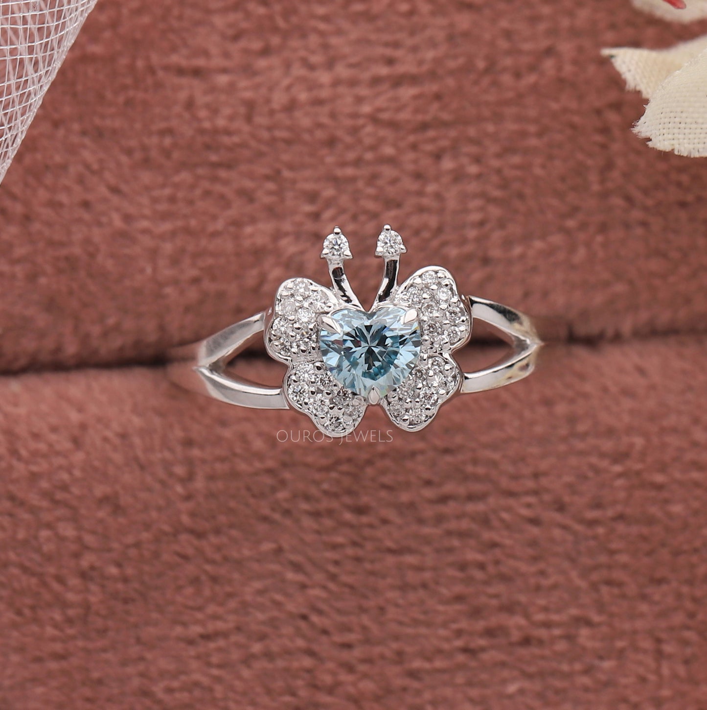 Heart Cut Butterfly Diamond Ring