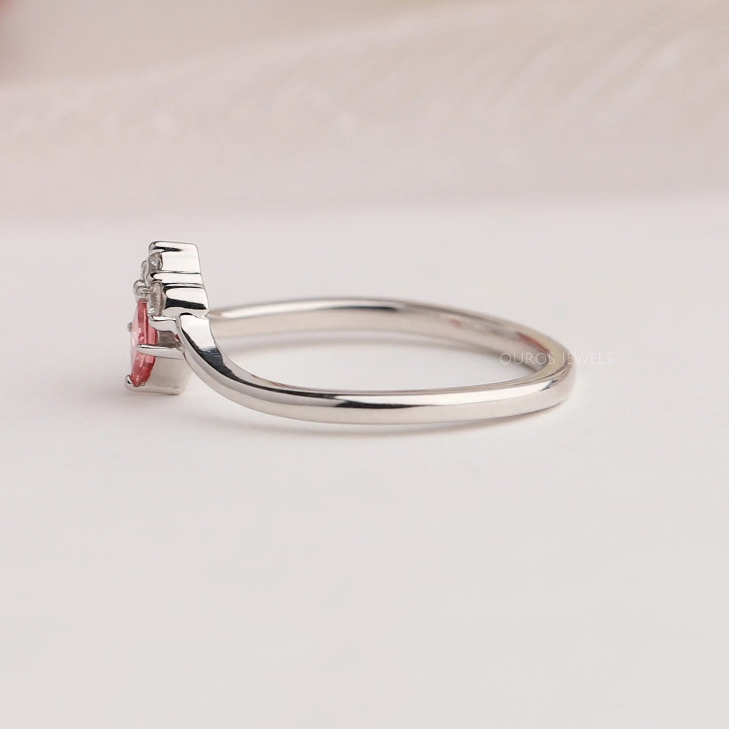 Pink Princess Cut Dainty Ring