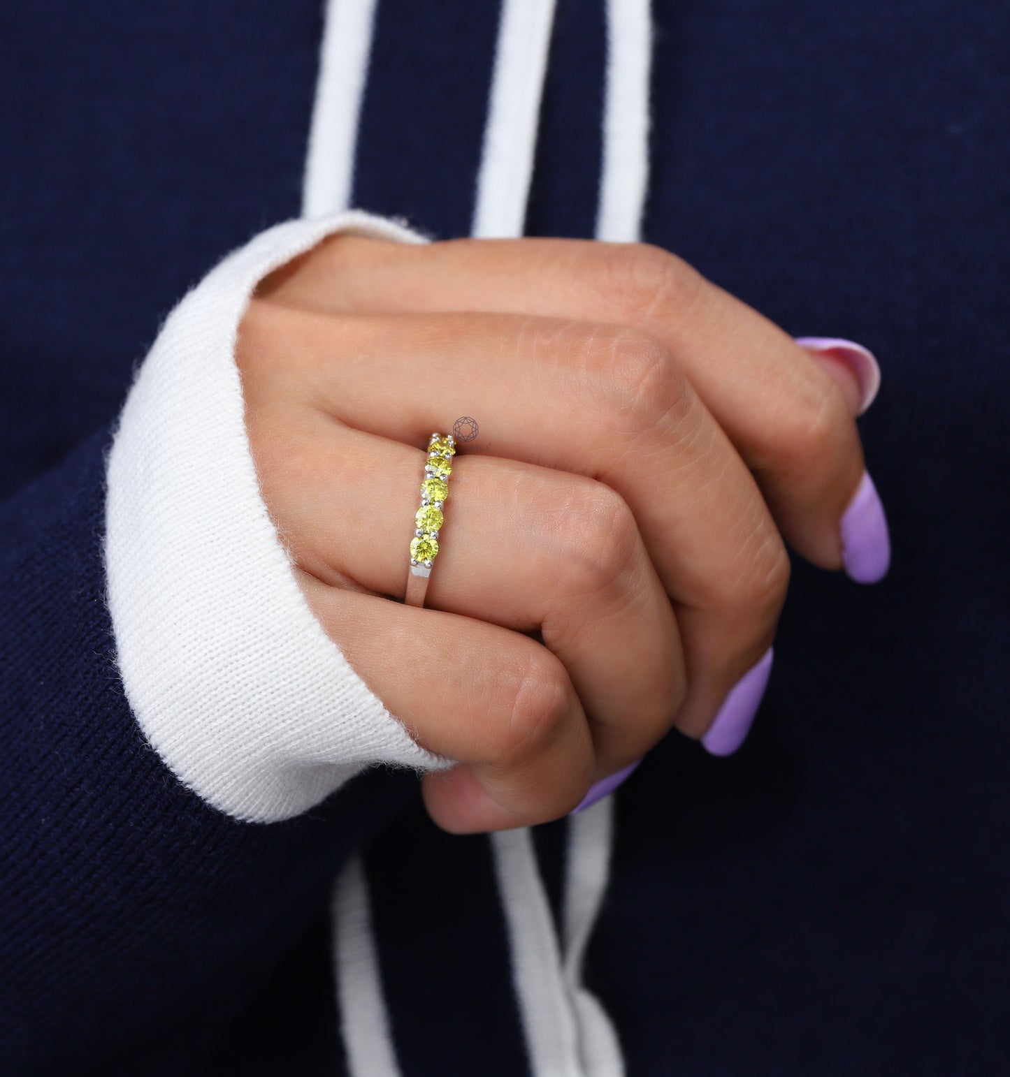 Yellow Round Half Eternity Ring