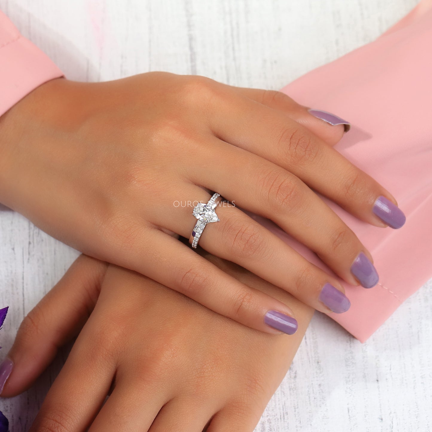 Pear Cut Solitaire Diamond Ring