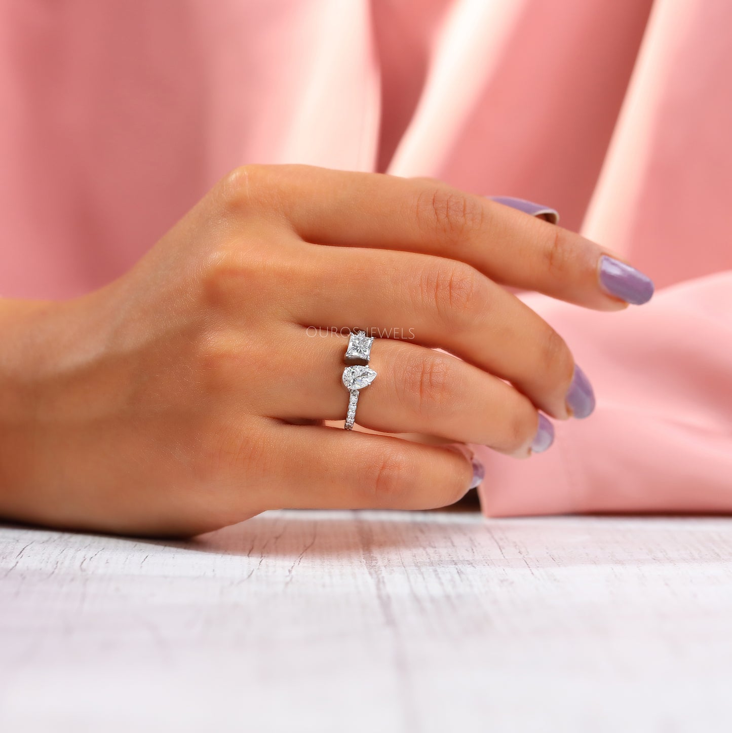 Princess & Pear Diamond Toi Et Moi Ring