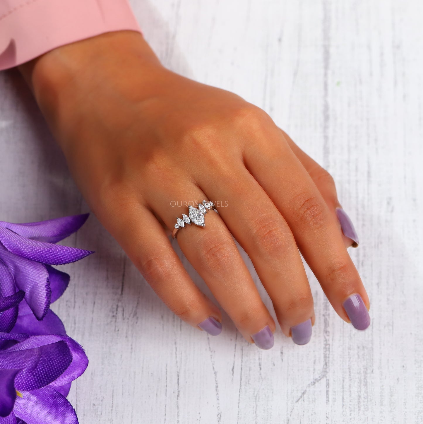 Marquise & Round Cut Diamond Ring