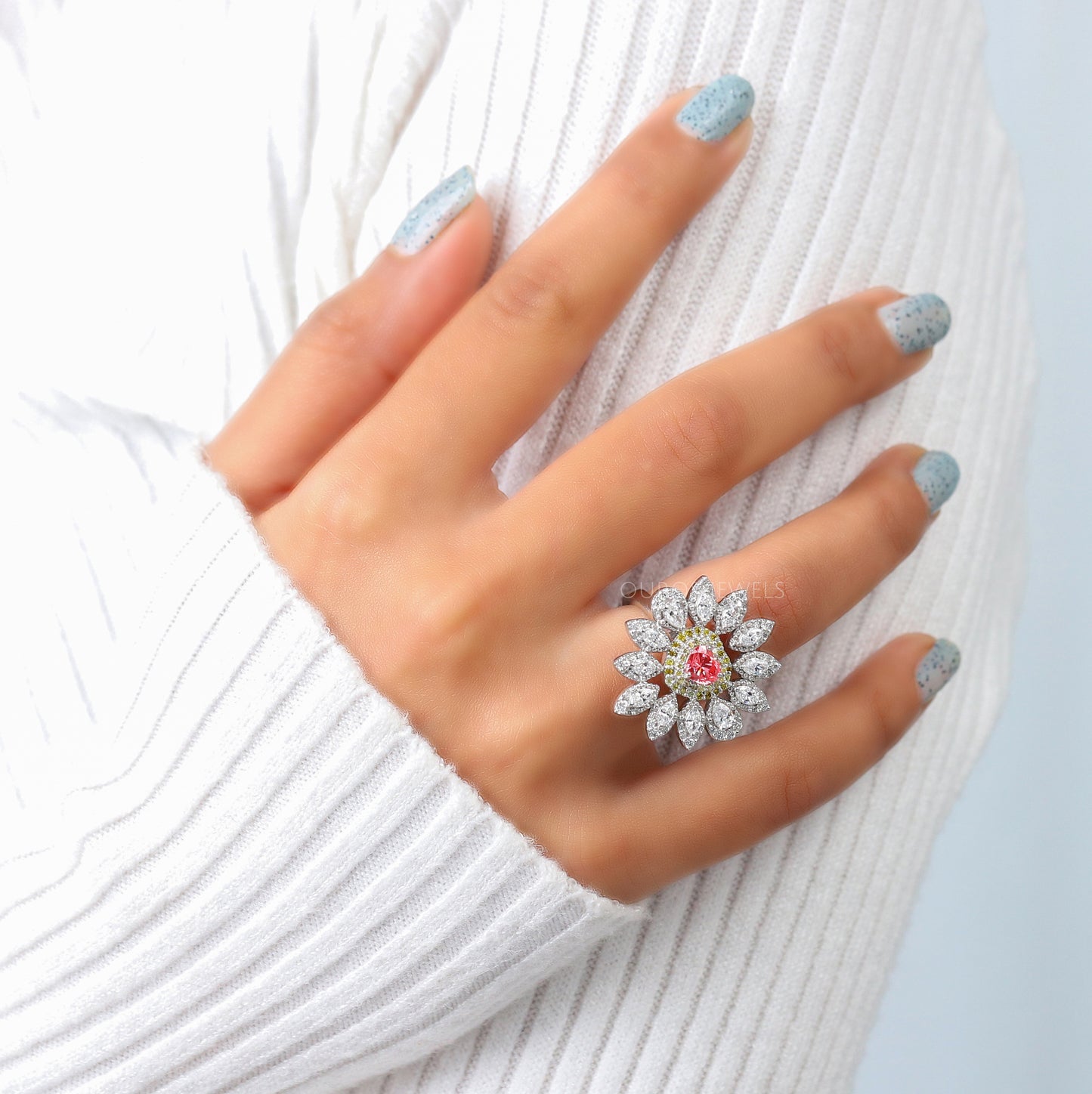 Heart Cut Flower Diamond Ring