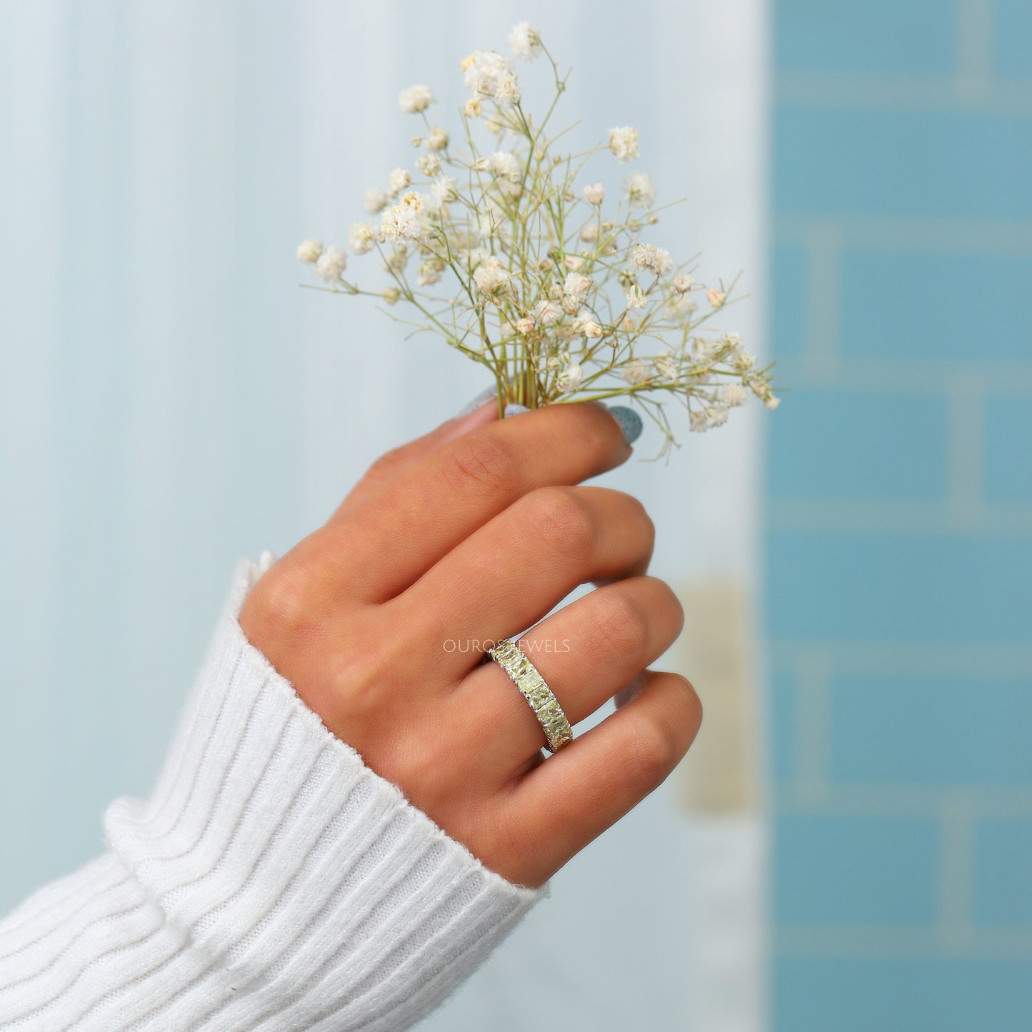 Yellow Radiant Cut Eternity Wedding Band