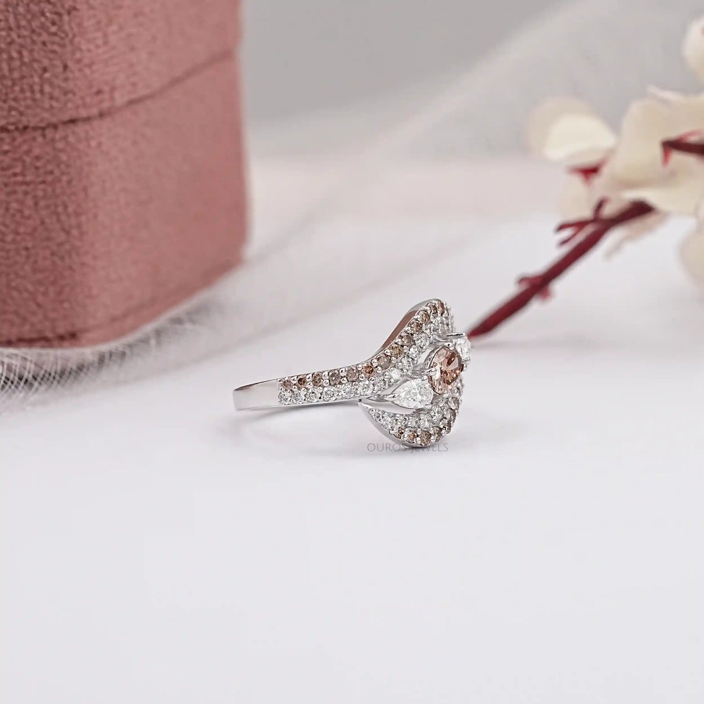 Chocolate Oval Cut Lab Diamond Bypass Ring