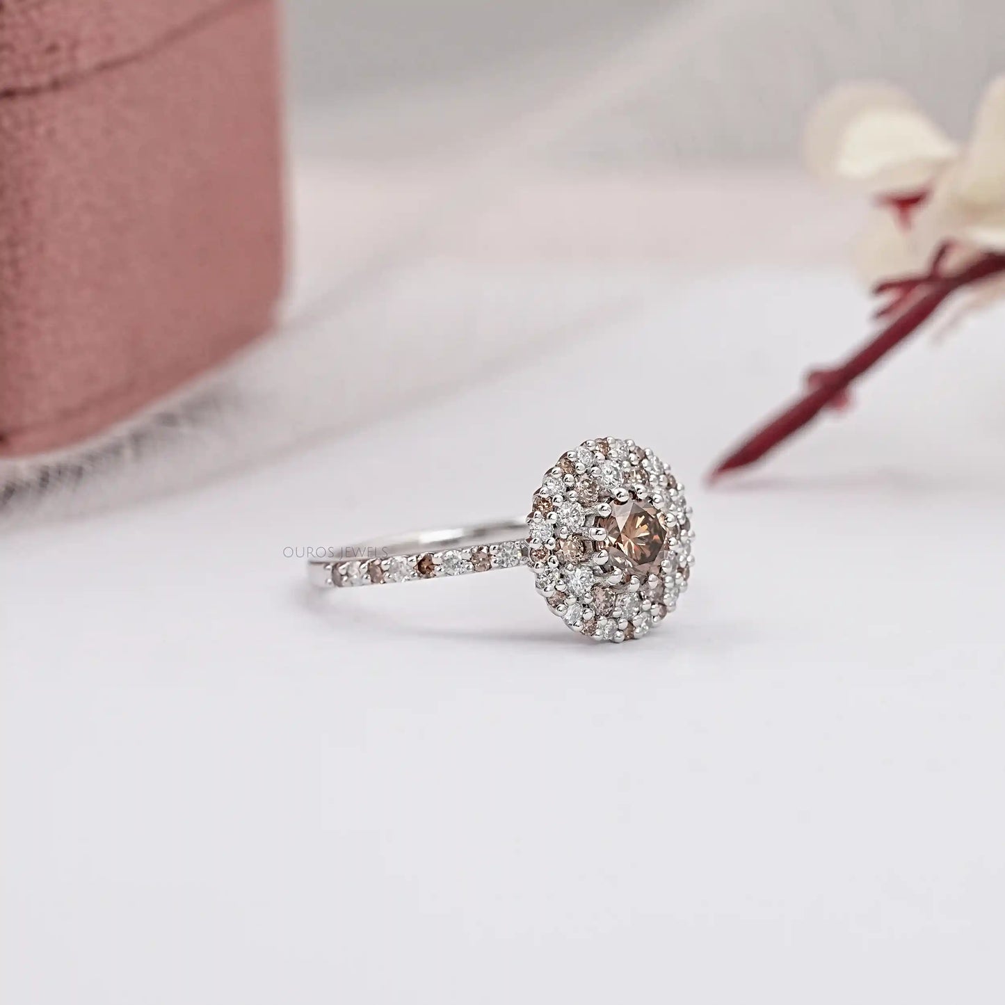 Chocolate Round Cut Cluster Diamond Ring
