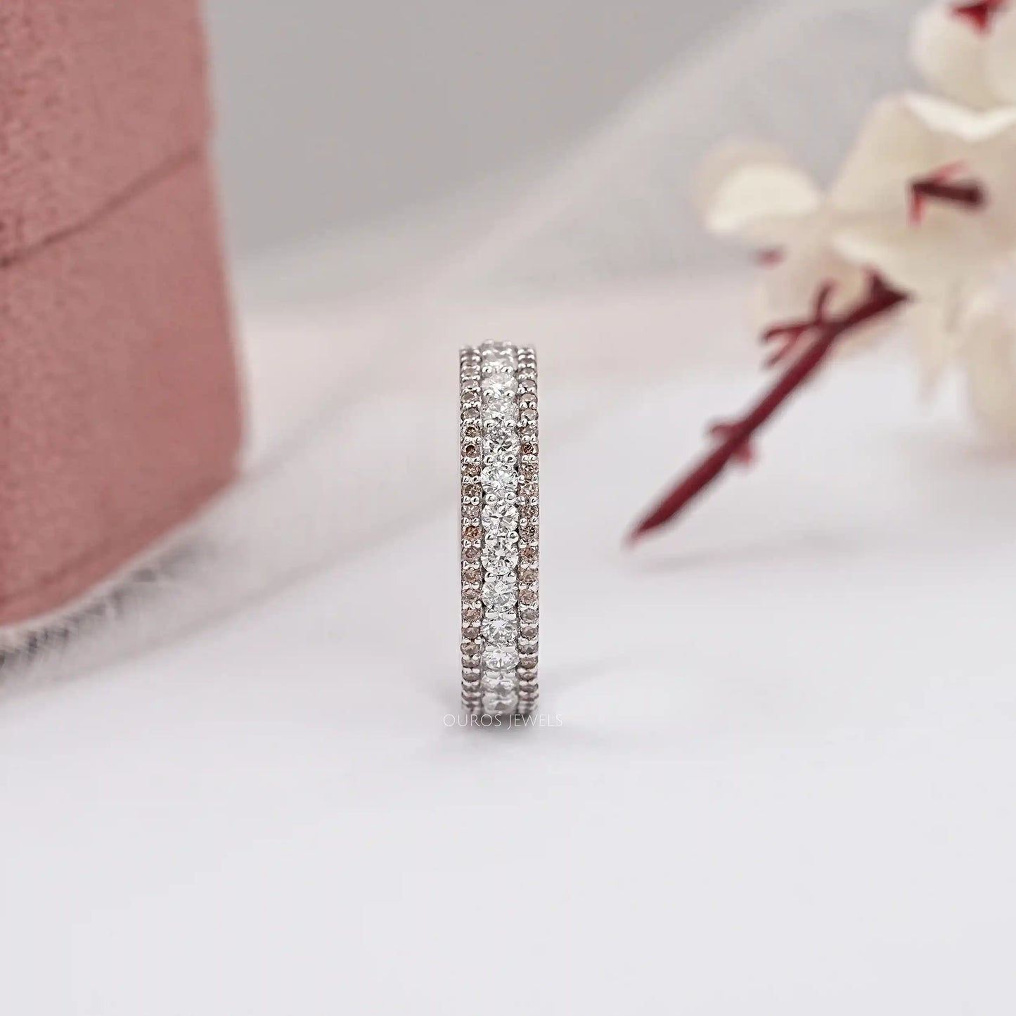 Channel Set Chocolate Round Cut Eternity Band
