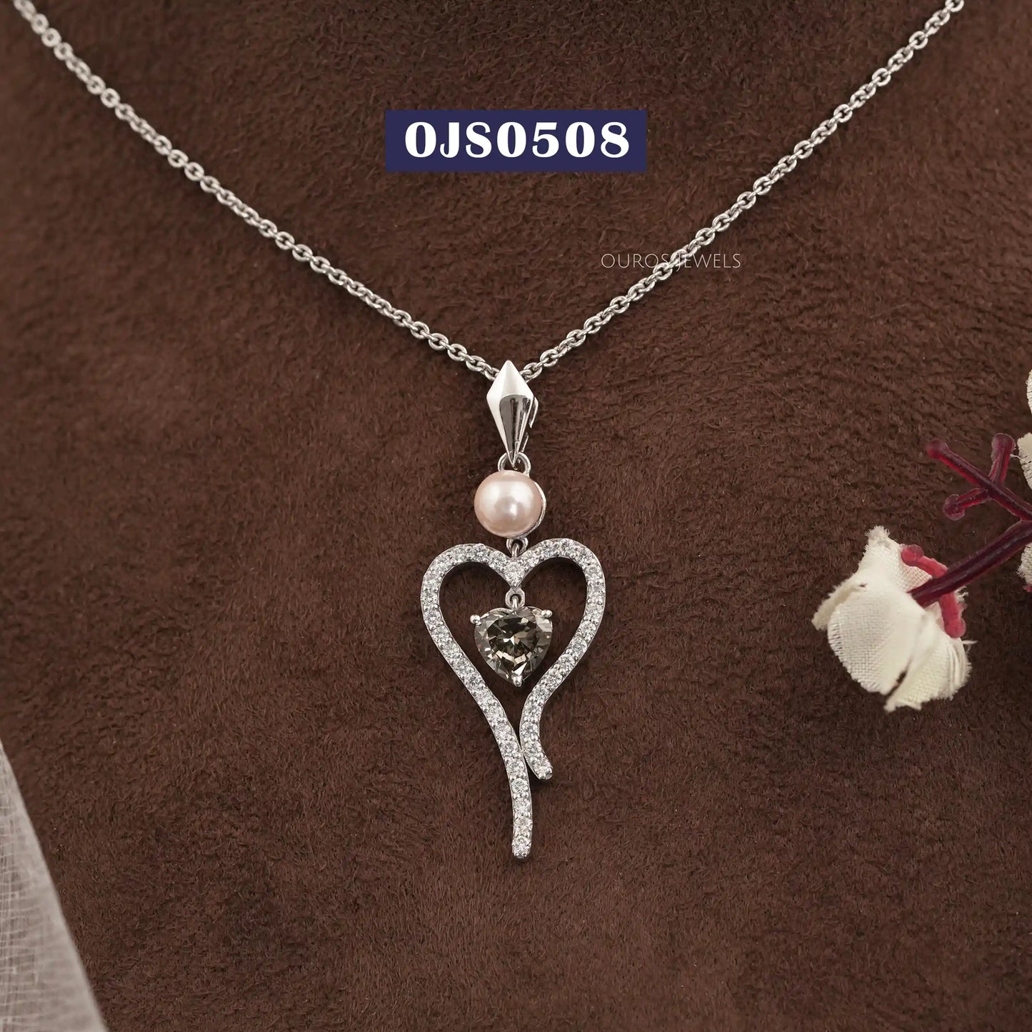 Olive Heart Cut Halo Lab Diamond Pendant