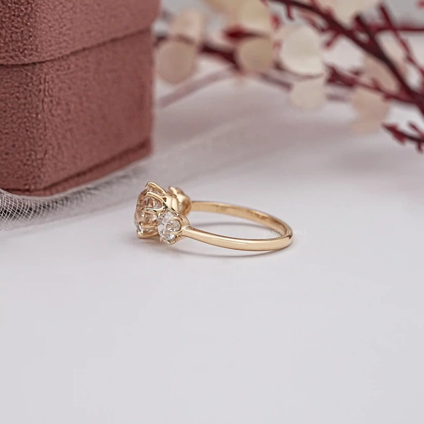 3 Stone OEC Round Cut Lab Diamond Ring