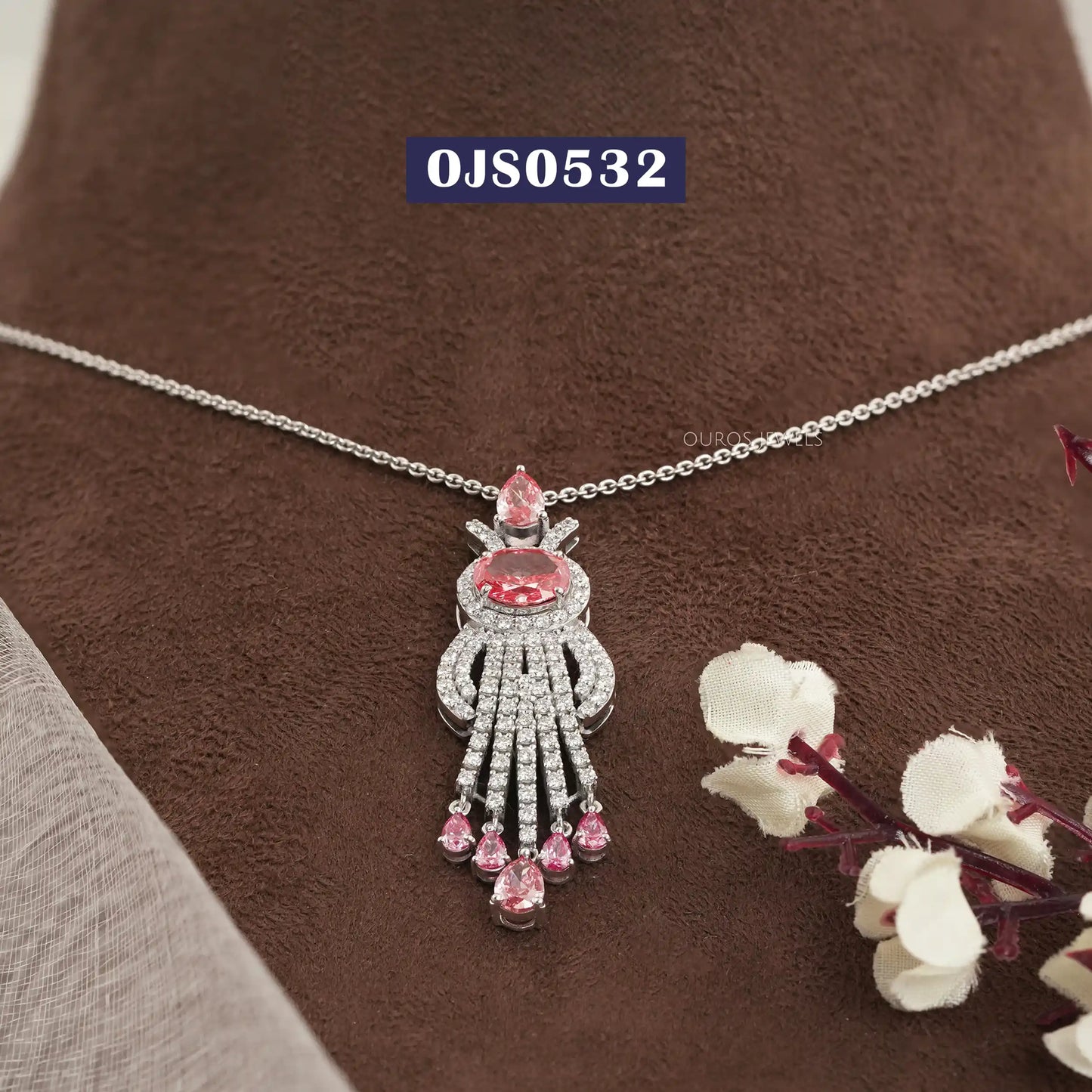 Fancy Oval Cut Lab Diamond Bridal Necklace