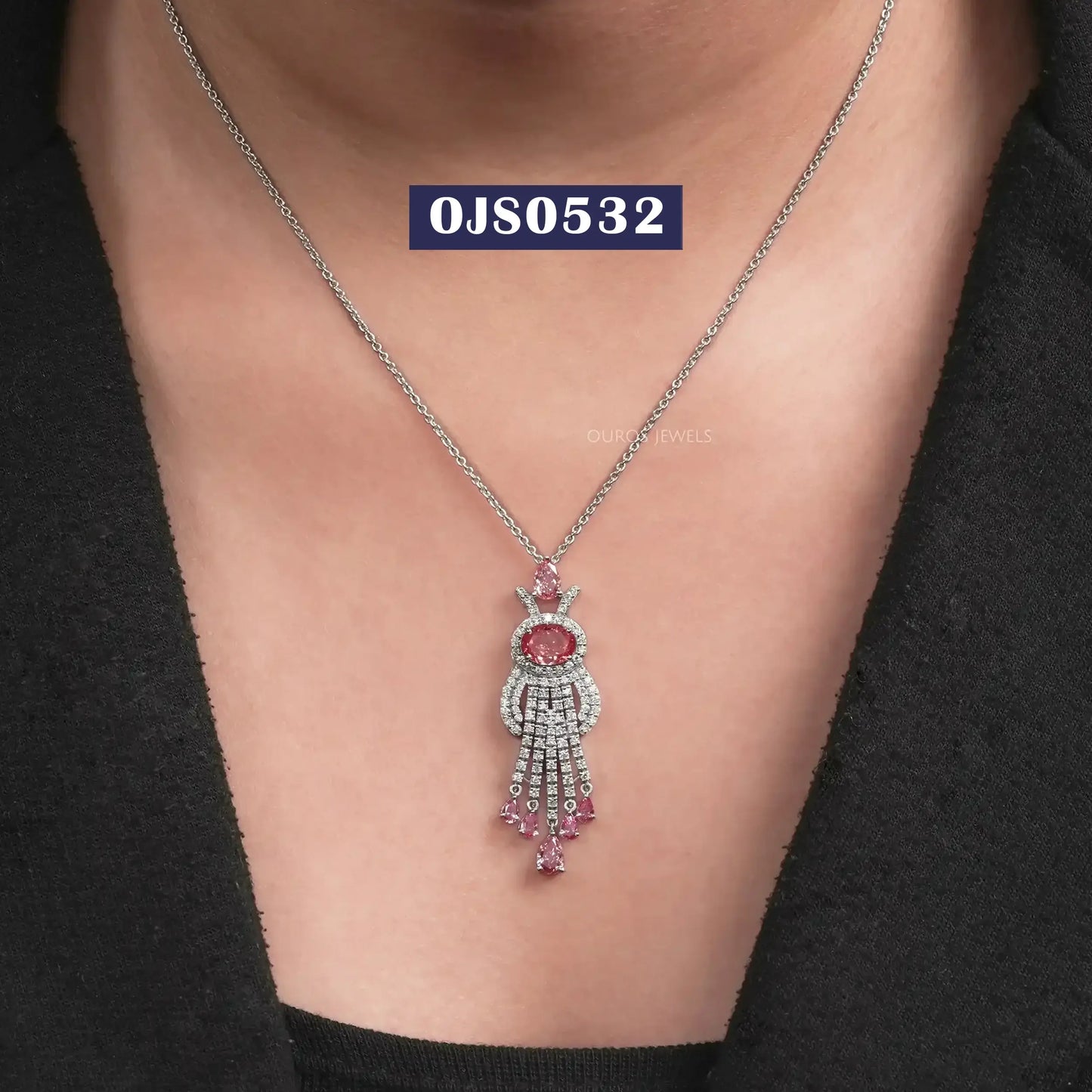 Fancy Oval Cut Lab Diamond Bridal Necklace